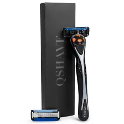 Qshave Черный Персонализированные Человек Ручной Бритья Бритвы с Trimmer Blade (1 шт. Черный Паук Ручка Бритвы, 1 шт. X5 Лезвия и 1 шт. X6 Лезвие)