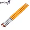 Monja 3pcs Nail Art Metal Handle Acrylic UV Gel Extension Builder Petal Flower Painting Drawing Brush Manicure Tools ► Photo 3/6