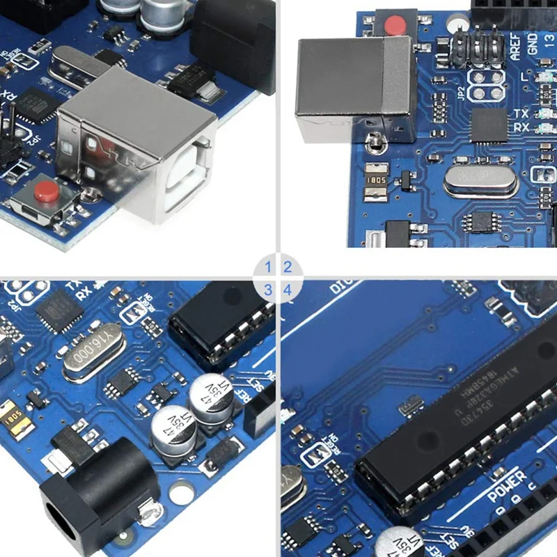 Uno R3 Atmega328P Atmega16U2 микроконтроллер макетная плата, совместимая с Arduino Uno R3 Ide с usb-кабелем и прозрачной