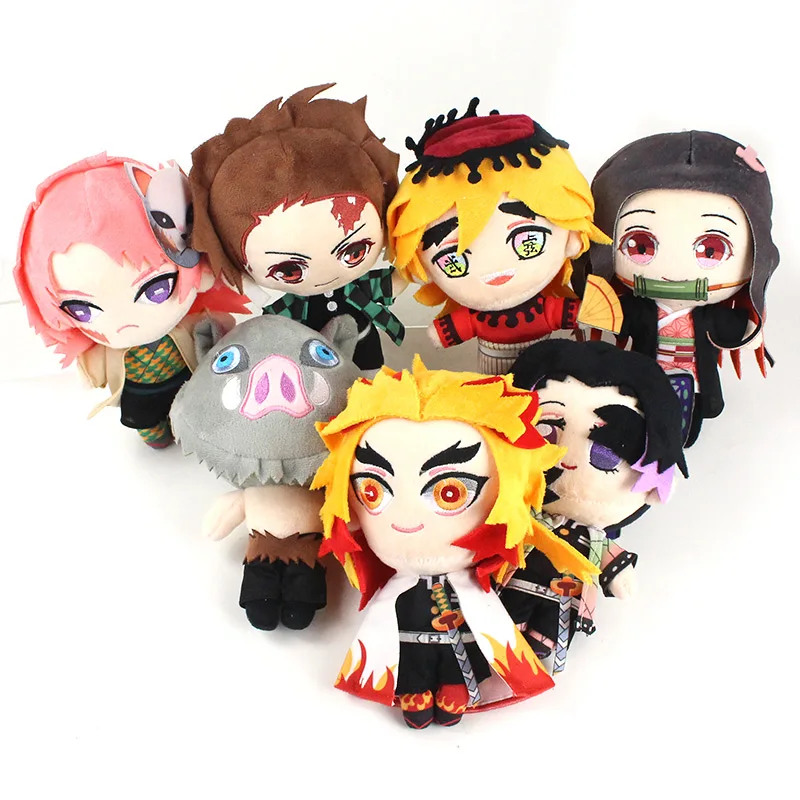 21-23 см убийца демона Kimetsu No Yaiba Kyoujurou Kamado Nezuko Shinobu Tanjirou Zenitsu Inosuk Douma Sabito плюшевые игрушки куклы Подарки