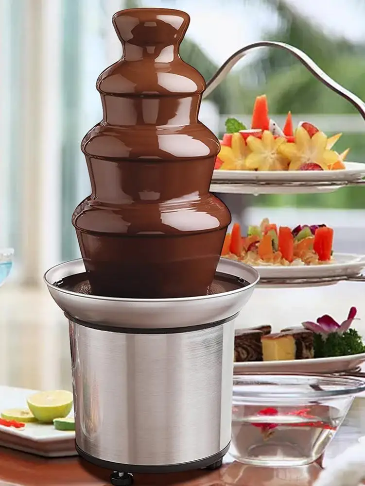 Chocolate Fondue Fountain 4-Layer Electric Melting Machine Dipping Warmer Machine Large Capacity For Chocolate Candy Butter Chee