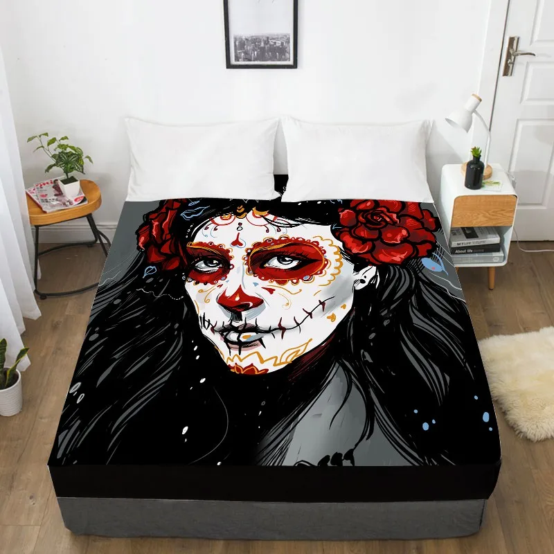 3D простыня, простыня с эластичной Твин/Полный/королева/король/на заказ, матрас покрытие 150/180/160x200 Хэллоуин ведьмы фиолетовый