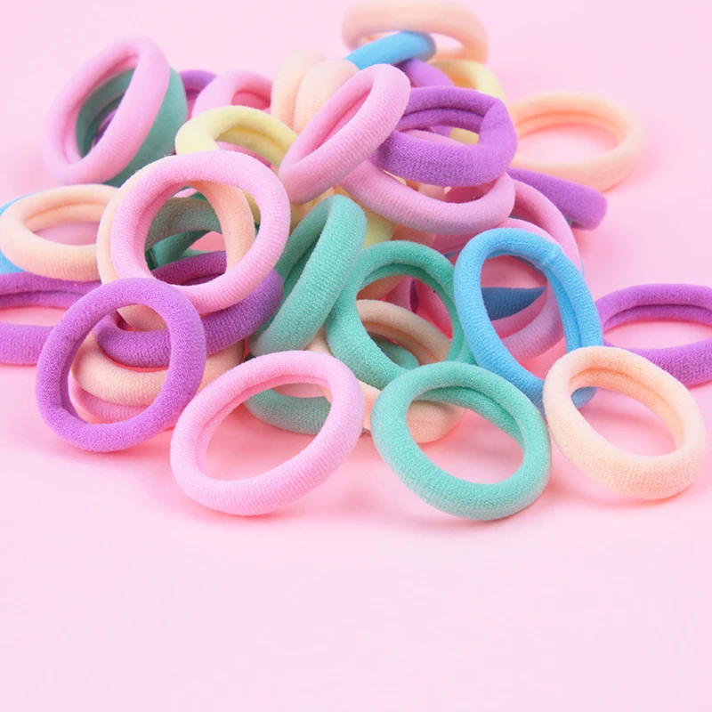 50/100pcs 2/3cm Colorful Girls Elastic Hair Bands Holder Tie Wholesale Rubber Band Kids Hair Accessories Hair Bands for Girls