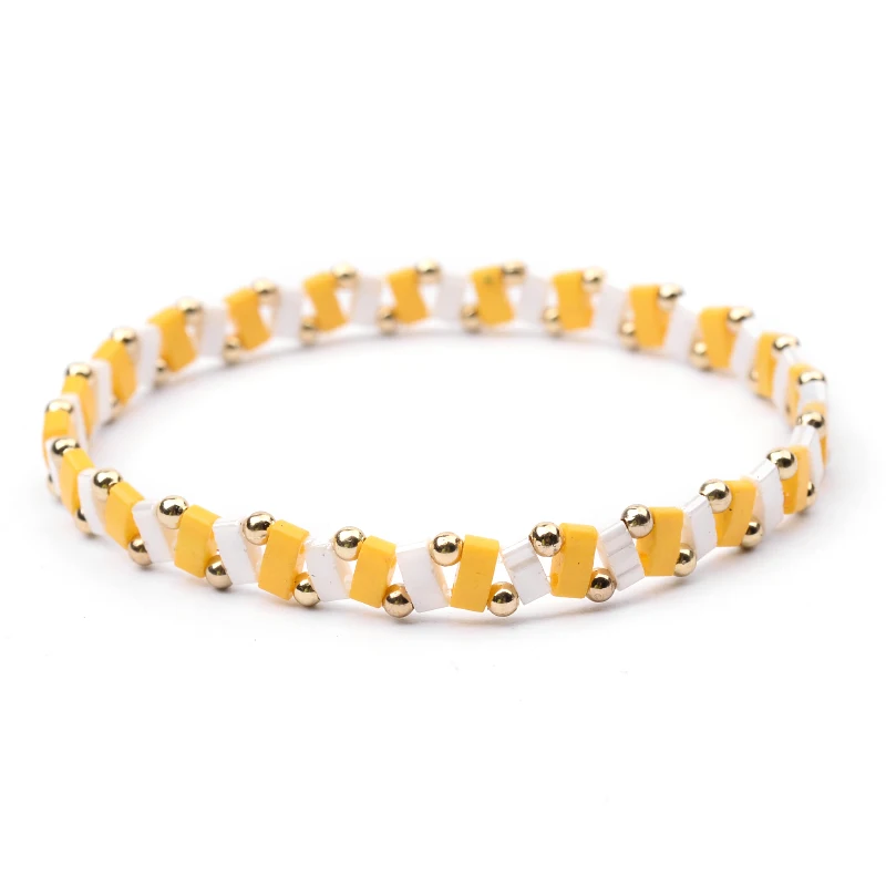 BOJIU 23 Colors Bohemia Miyuki Tila Beads Bracelets For Women Boho Adjustable Delica Beads Bracelets Lady Gift Joyeria BC352 - Окраска металла: 17-Yellow White