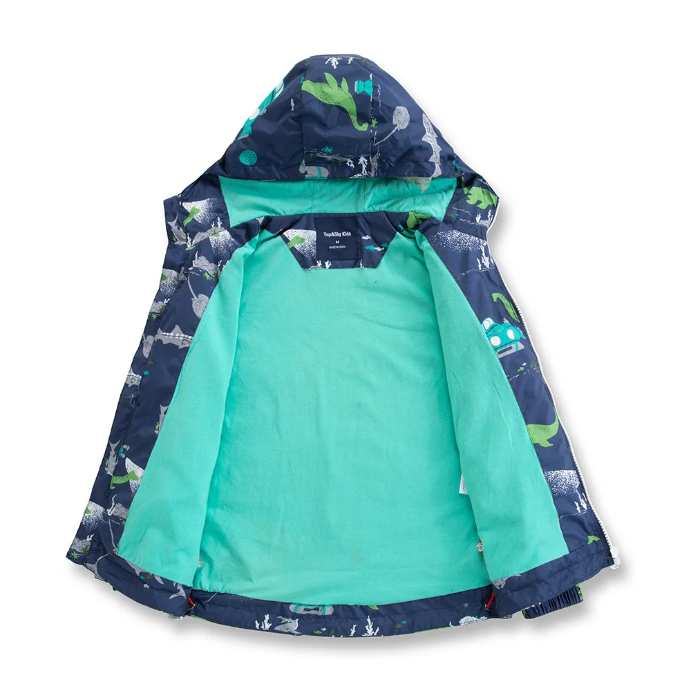 

New Spring Autumn Kids Windbreaker Coat Waterproof Windproof Kids Boys Print Hooded Sporty Polar Fleece Jacket Dwq817