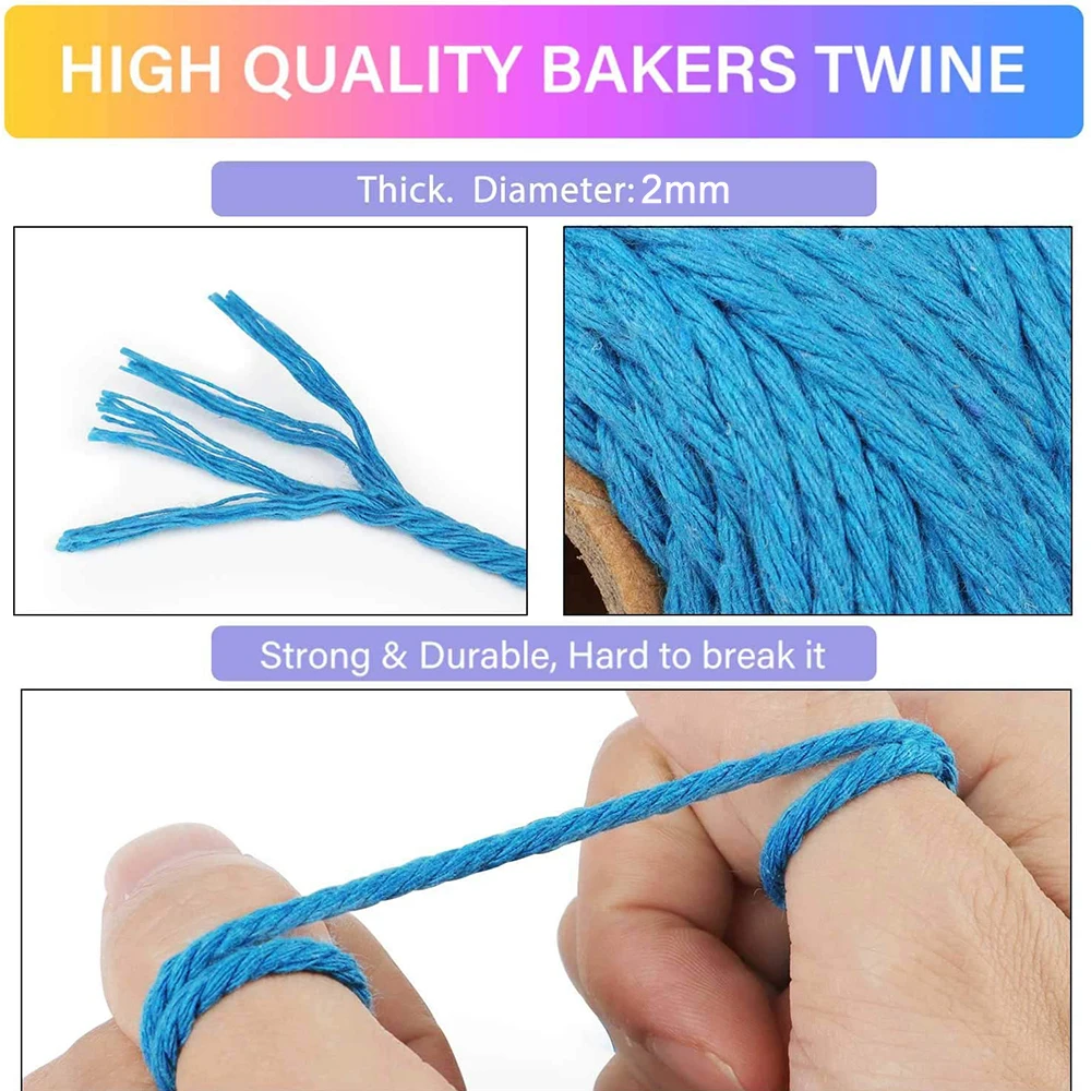 100M/Roll 2mm Cotton Rope Colorful Twine Macrame Cord Rope String Thread DIY Crafts Braided Twisted Cotton Home Textile Decor