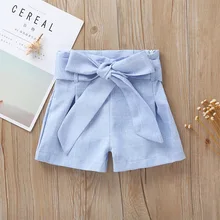 Летние детские брюки для девочек в Корейском стиле однотонные шорты в клетку повседневные штаны средней посадки детские штаны AliExpress