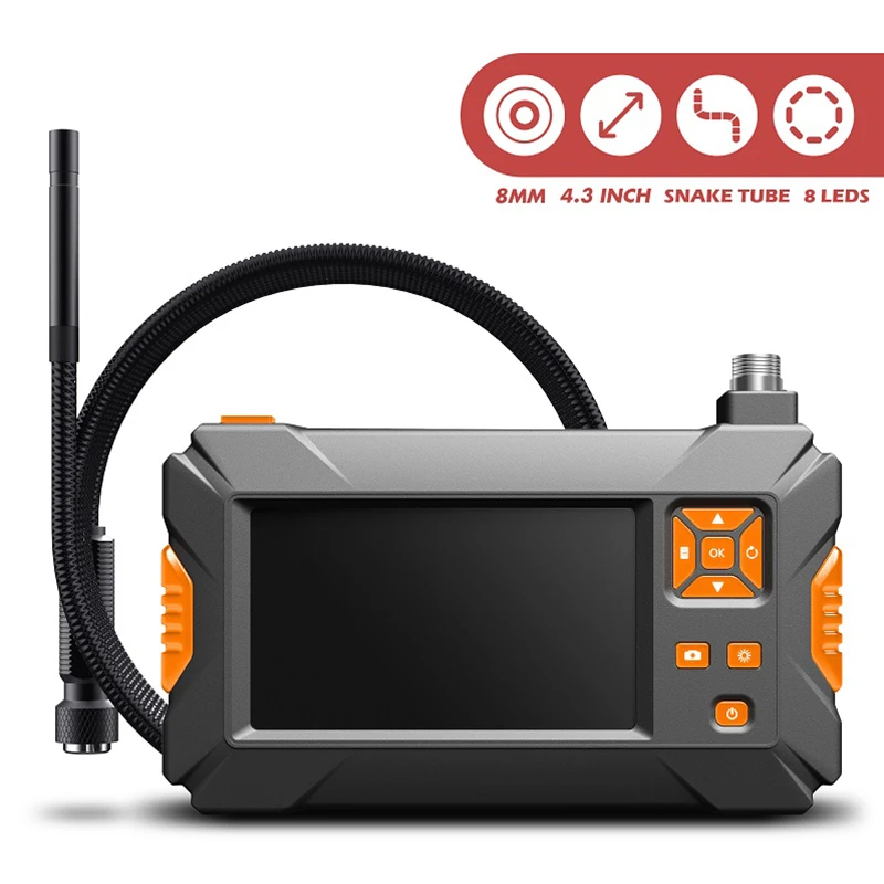 8mm Inspection endoscope camera dual lens HD1080P 4.3 inch screen IP67 waterproof industrial endoscope LED light 2600mAh battery 10 pieces 4x12w rgbwa uv 6 in 1 wireless wifi battery led par ir remote led battery par can light