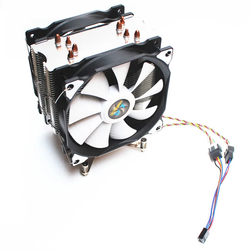 LANSHUO CPU Silent Dual Fan 4 Heat Pipe 4 Wire Intelligent Temperature Control CPU Cooler Fan for I