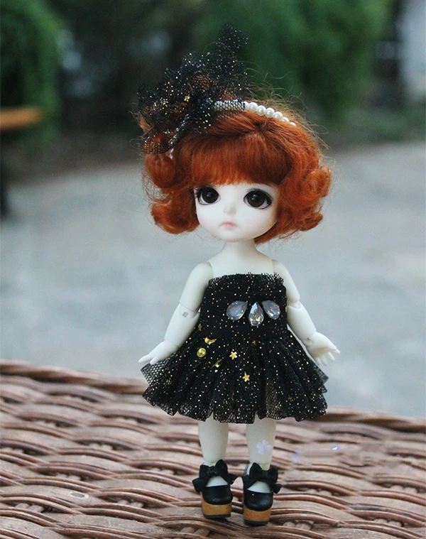 BJD SD кукла мини одежда черная лолита кружевное платье костюм для 1/6 1/8 Кукла Одежда