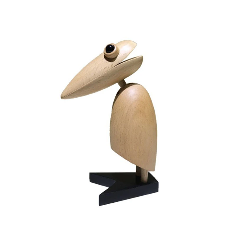 Beech Wood H18CM Дания древесный дятел украшения креативный офисный Настольный зажим для визитных карточек ручной кукольный животное декоративные изделия для мебели подарок - Цвет: Beech Wood H18CM