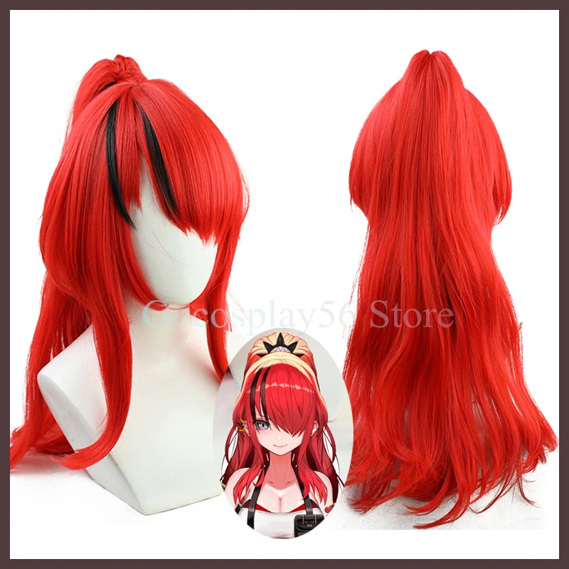 

VTuber Lain Paterson Cosplay Wig Virtual Youtuber LIVE NIJISANJI Red Long Curly Ponytail Synthetic Hair Idol Girls Headwear