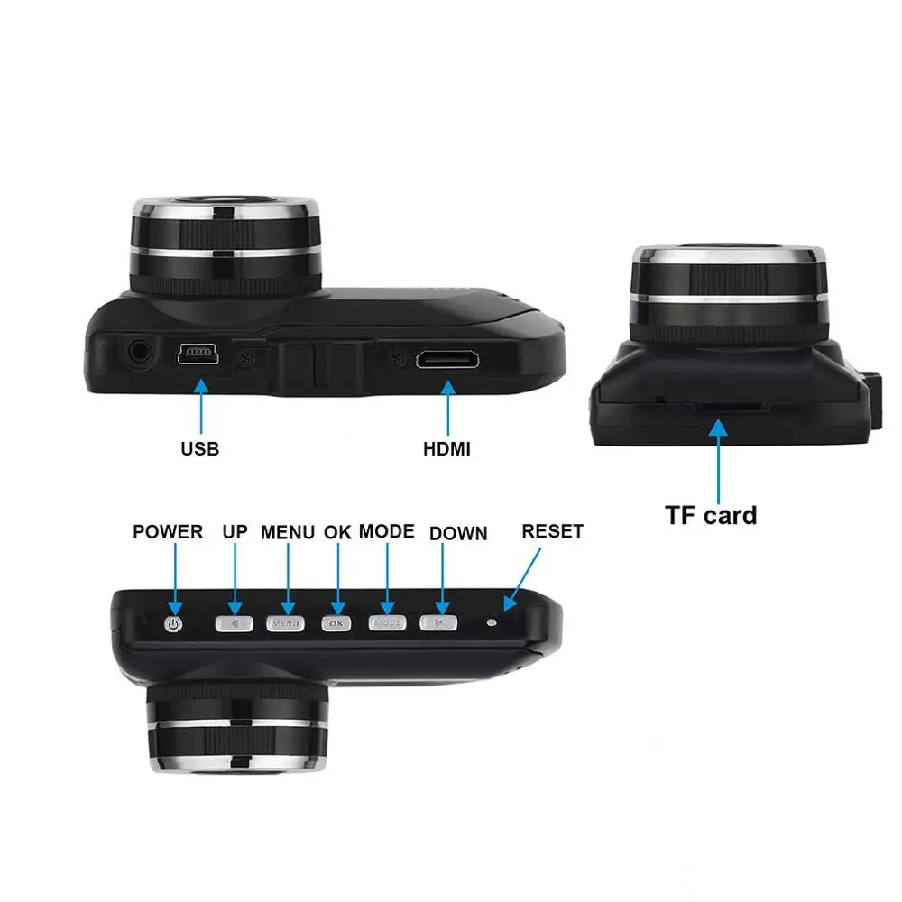 3,0 дюймов Автомобильное зеркало заднего вида DVR камера ADAS Dash Cam видео рекордер высокой четкости широкоугольный основной объектив