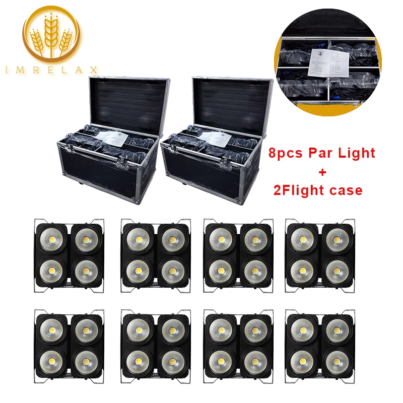 IMRELAX Высокая мощность 8 шт. 4*100 Вт COB LED АУДИТОРИЯ Blinder огни теплый белый DMX 4 глаза 100