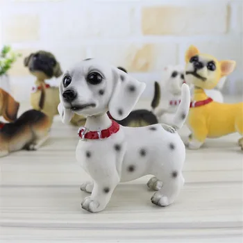 

Hot Home Decoration Accessories Resin miniature Puppy Mini Cartoon Shaking Head Dogs Figurines Animal Car Dolls Ornaments
