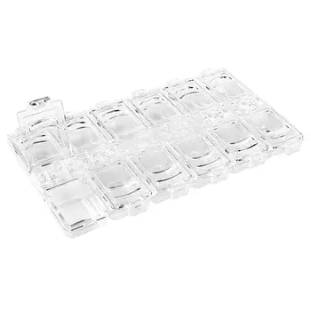 

12 Slots Nail Art Empty Acrylic Storage Box Rhinestone Decoration Beads Accessories Container Packaging Display Case Organizer