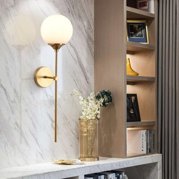 

Nordic branch ball wall light sconce bedroom bedside glass wall lamp house light indoor staircase hallway light fixtures