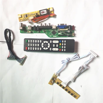 

For LC150X08-TLA1 LM150X05-C3 LCD screen keyboard+Inverter+Remote USB VGA HDMI AV RF LVDS 20Pin 2CCFL T.V53 controller board Kit
