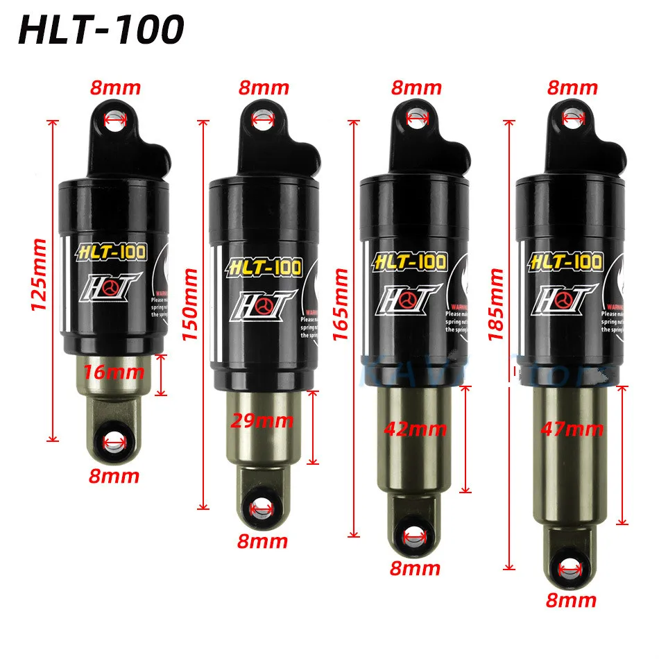 

HTL-100 Mountain bicycle Rear Shocks 125/150/165/185mm 850/1000 lbs Aluminum alloy Oil Spring Shock for e-bike Snow Bike