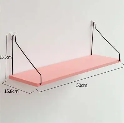 Железный, деревянный декоративная настенная полка, стеллаж для хранения, организация для кухни, детской комнаты, DIY держатель для украшения стен, домашний декор - Цвет: pink L