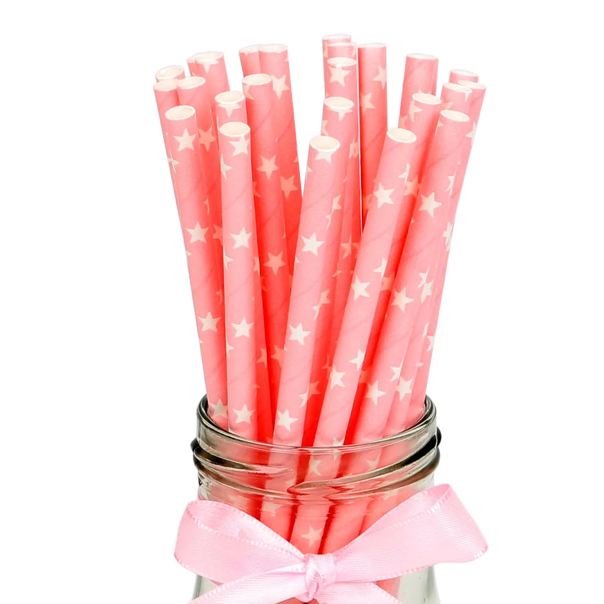pink star 25 шт., бумажные соломинки для питья, свадебные, вечерние, для курицы, сделай сам, для украшения стола, на день рождения, для детей, для мальчиков и девочек, для вечеринки, для взрослых - Цвет: pink star