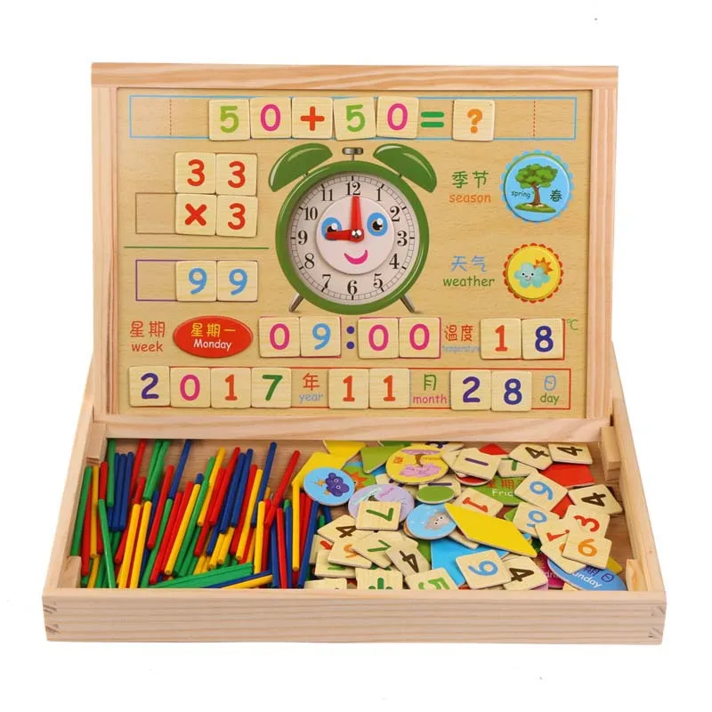 

Multi-functional Counting Sticks Clock with Numbers Educational Toy Color Calculation Game Box Preschool Mathematics Early Educa