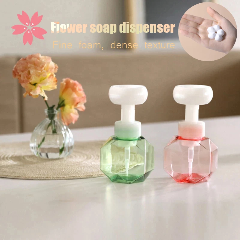 Details about   300ml Soap Dispenser Flower Shape Foam Foaming Pump Home Empty Bottle Plastic 