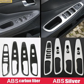 

for Hyundai Santa Fe IX45 2019 2020 Car Inner Door Armrest Window Lift Button Cover Kit 3D Car Stickers Car-Styling