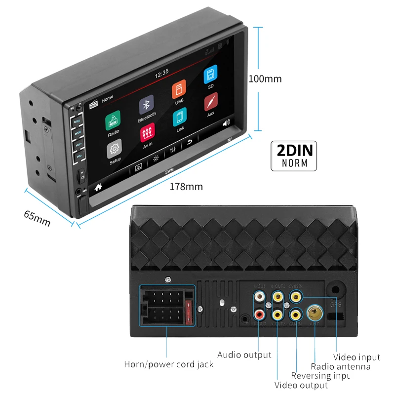 Mirror Link Автомобильный магнитола 2 din Bluetooth MP5-плеер Громкая связь A2DP MP3 USB TF Aux-in 7-дюймовый стерео аудиосистема Головное устройство PHYEE N7