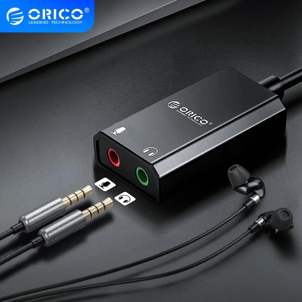 ORICO Портативная USB внешняя звуковая карта для наушников/микрофонная 10 см длина