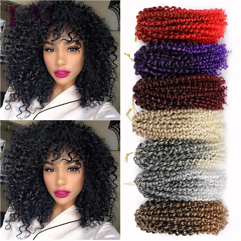 

LM 8inch Afro Ombre Marley Crochet Braid Hair Fake Colored Strands Synthetic Hair Braids Pre Stretched Braiding Hair Extensions