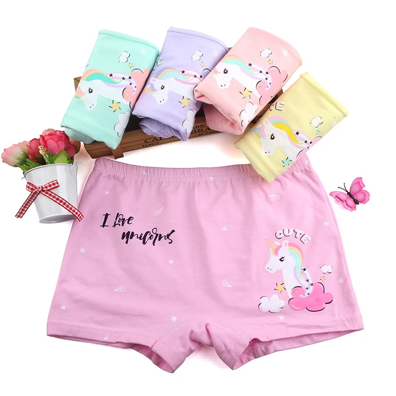 

5pcs New Design Children Girl Panties Cute Soft Pretty Cartoon Unicorns Baby Underwear Kids Boxer Girls Underpants Breathable