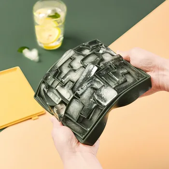 

Ice cream large square ice cube popsicle mold with lid silicone ice tray molds for ice cream Kitchen Waffle icecream mold