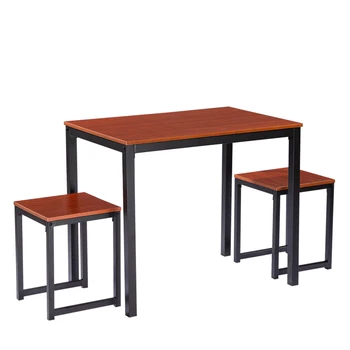 

[90 x 60 x 75cm] Two Colors Simple Wood Grain 75cm High Dining Table And Chair Three-Piece