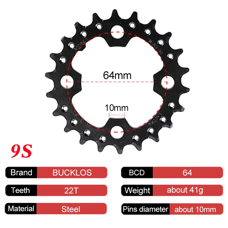 104/64BCD MTB Chainring 3*9Speed 3*10speed Bicycle Chainring 22T