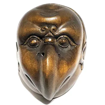 

Y1188 - 1.8 " Hand Carved Boxwood Netsuke : Tengu Monster Mask