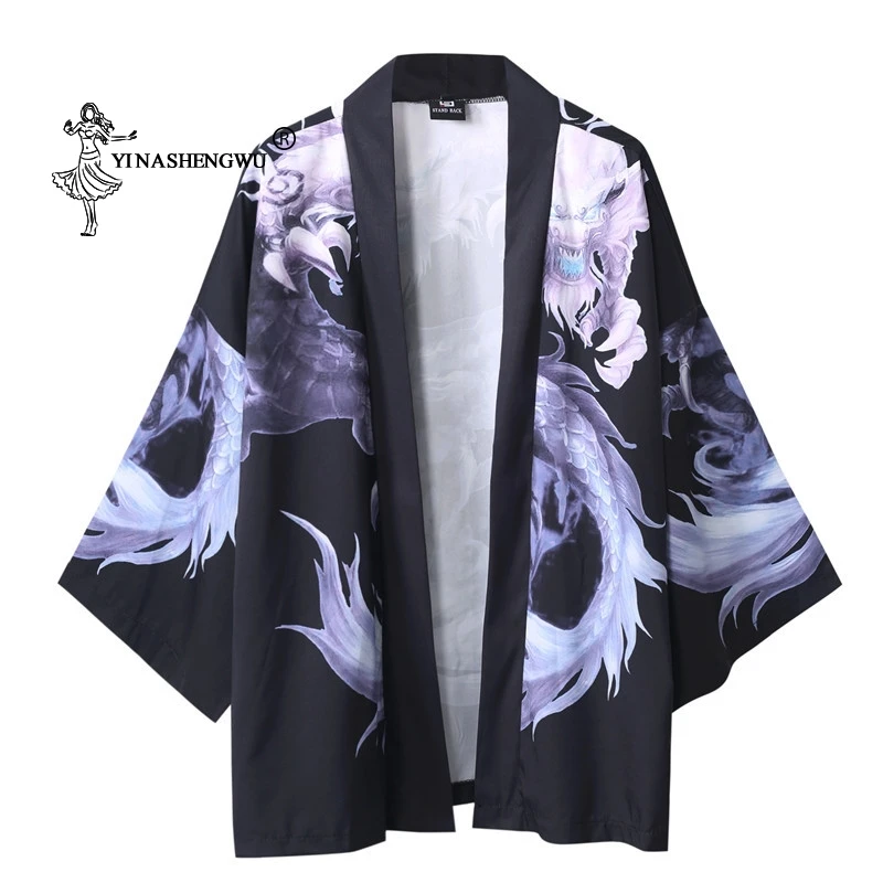 Yukata Женские кимоно кардиган для мужчин традиционное японское кимоно унисекс для отдыха тонкая рубашка с принтом Femme пальто кимоно костюм для косплея