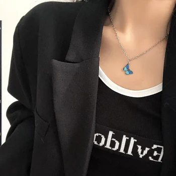 

Kpop Fashion Butterfly Necklace women Cute Girl Style Link Chain Butterfly Pendant Choker 2020 necklaces For Women Jewelry