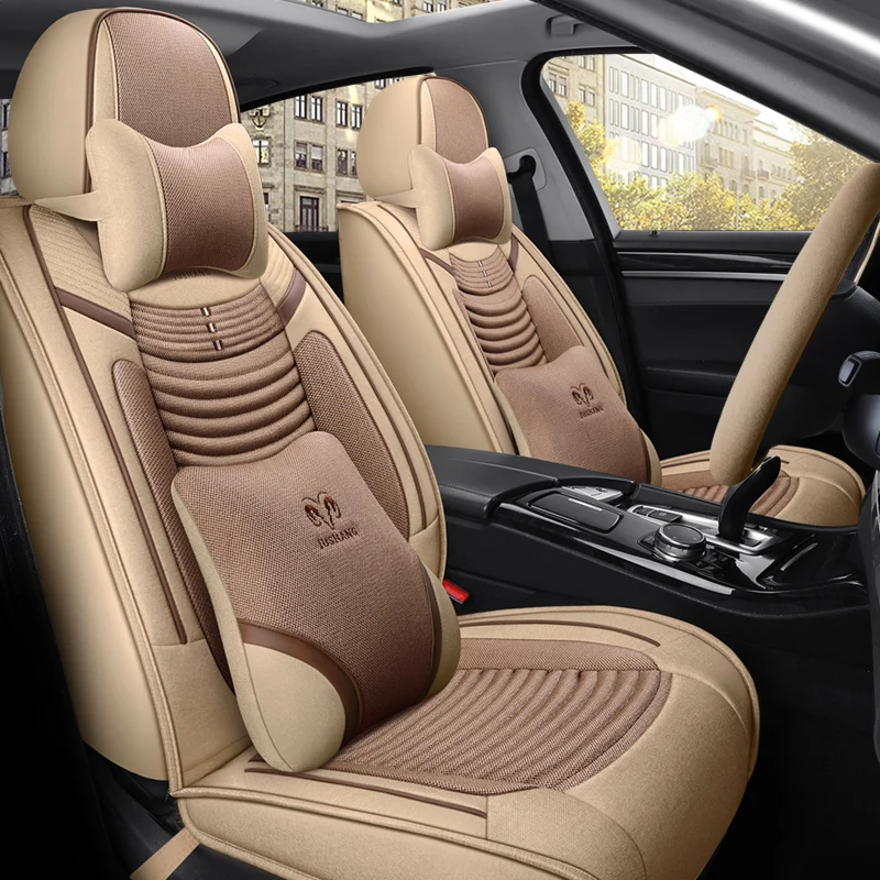 Full Coverage flax fiber car seat cover auto seats covers for Mini