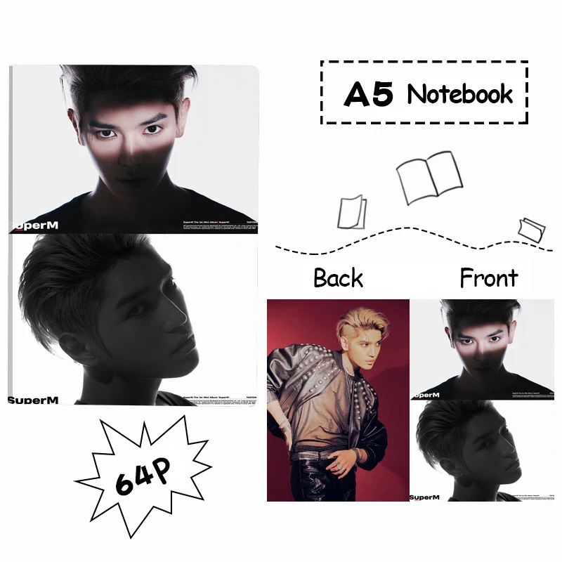 Kpop SuperM мини-альбом А5, записная книжка K-pop TAEYONG MARK LUCAS BAEKHYUN TEN TAEMIN KAI, резиновый блокнот, Подарочная коллекция
