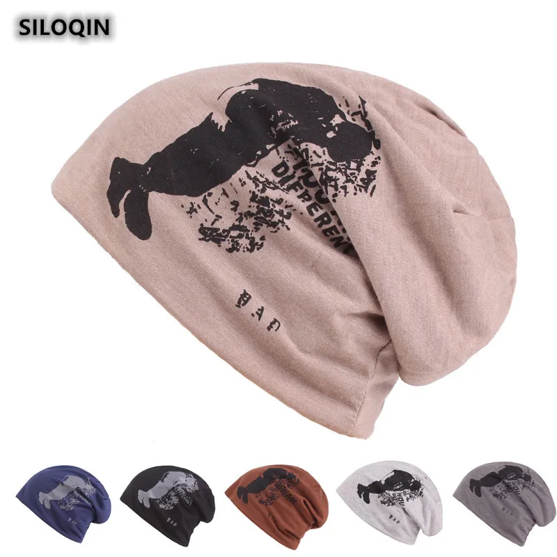SILOQIN осенне-зимняя Модная хлопковая Шапка-бини для мужчин и женщин, складная защита ушей, сохраняющая тепло, индивидуальный Бандаж с накладкой, Casquette