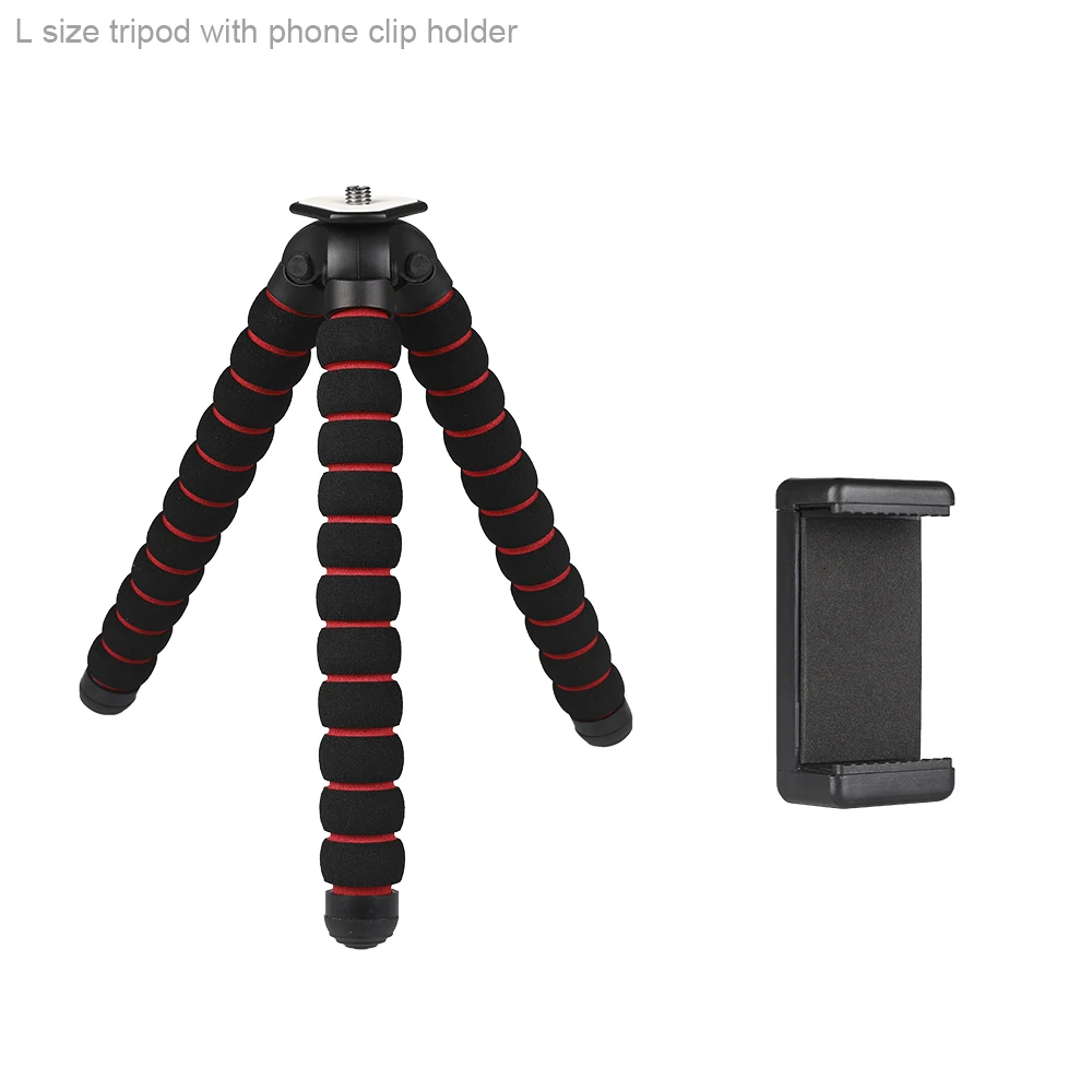 L with Phone clip Аксессуары для камеры гибкий губчатый штатив Осьминог для Canon/Nikon/sony Go pro 7 6 5H9R Sj9 Sj8 pro DJI Осмо экшн мобильного телефона - Цвет: L with Phone clip