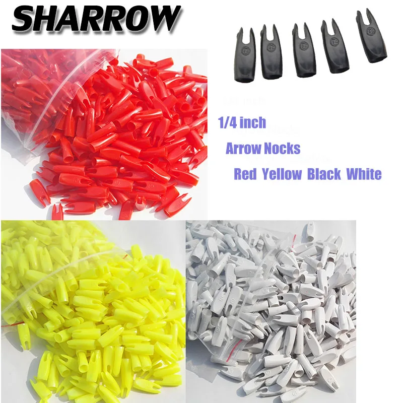 

100pcs 1/4 inch Archery Arrow Nock Wood Arrow ID6.2mm Archery Tails Plastic Arrow Nock Hunting Shooting Bow And Arrow Accessory