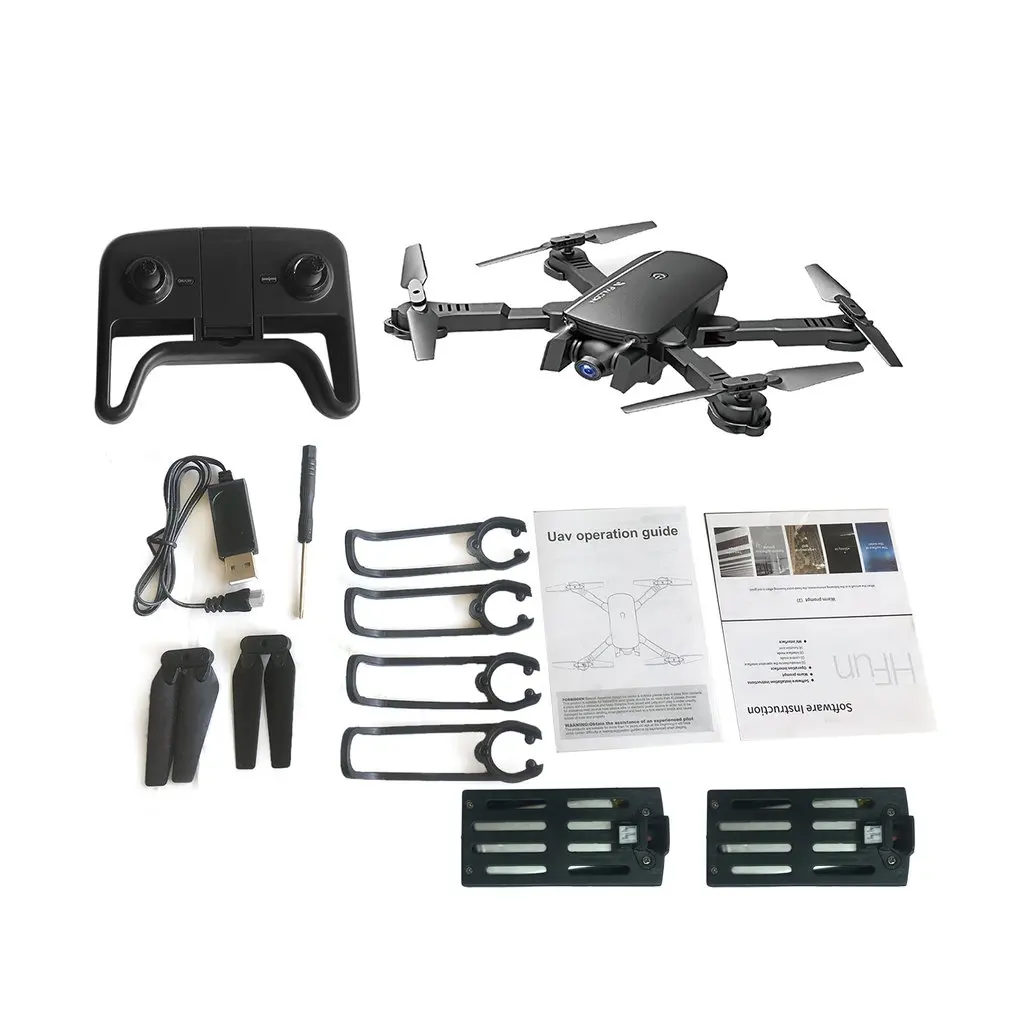 black 2battery Складной Радиоуправляемый Дрон с 1080P двойной камерой FPV RC вертолет самолет Безголовый режим оптический поток игрушки дистанционного управления - Цвет: black 2battery