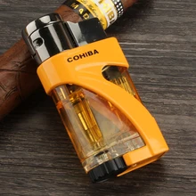 COHIBA зажигалки, фонарь для сигар, пластиковая ветрозащитная прозрачная карманная зажигалка для сигарет, стартер для сигарет