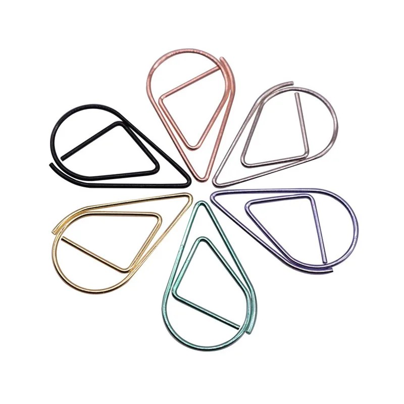 Paper Clamp DIY Crafts Small Water Drop Shape Bookmarks Metal Marking Clips