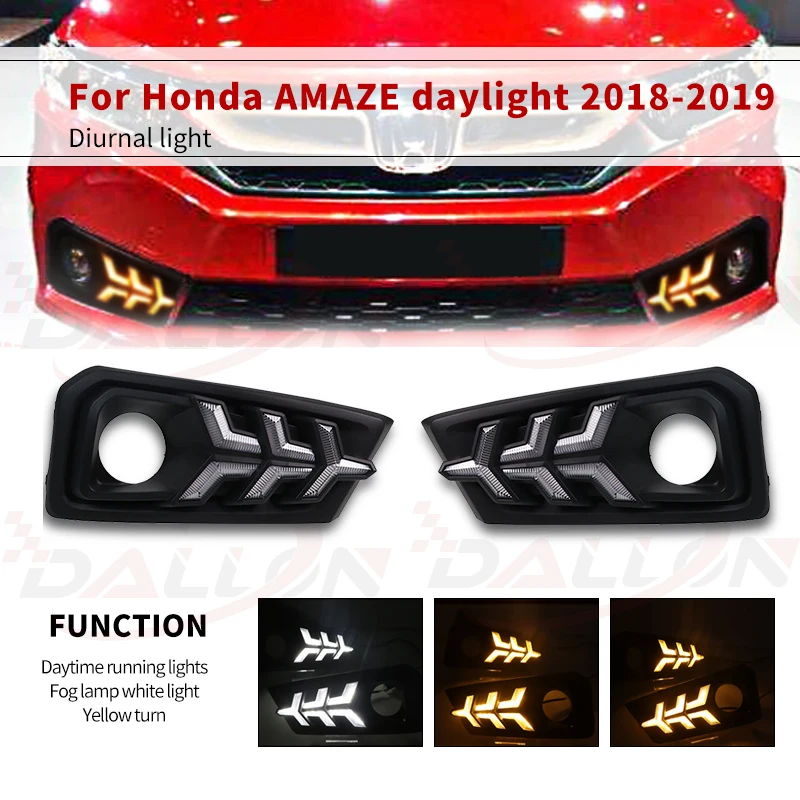 

1 пара для Honda Amaze 2018 2019 светодиодные дневные ходовые огни, противотуманные фары с указателем поворота, автомобильные аксессуары