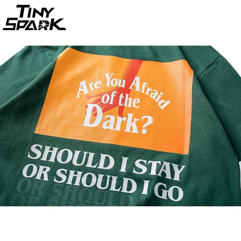 Мужская модель 2020 летняя футболка в стиле хип хоп с принтом боится темноты модная