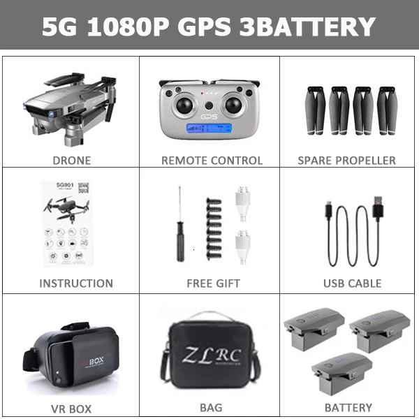 SG907 Квадрокоптер gps Дрон с 4K HD двойной камерой Широкий угол анти-встряхивание Wi-Fi FPV RC складные дроны Профессиональный gps Follow Me - Color: 1080P 3B VR Bag