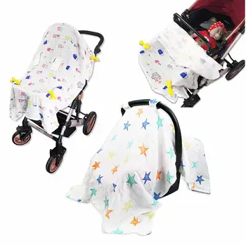 

Kidlove Baby Safety Seat Cover Double-layer Cotton Gauze Stroller Cover Sunshade Breathable Windproof Cover Cloth
